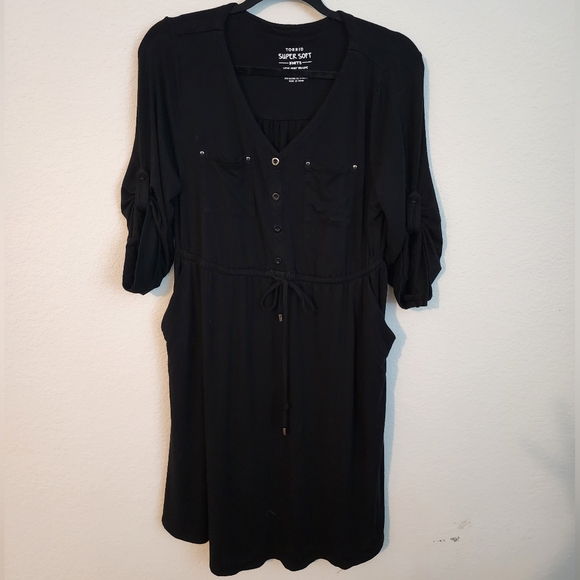 Torrid Super Soft black tie waist harper style dress size 00=Large - Picture 7 of 8